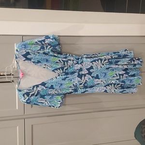 Woman's wrap puff sleeve Lily Pultizer dress